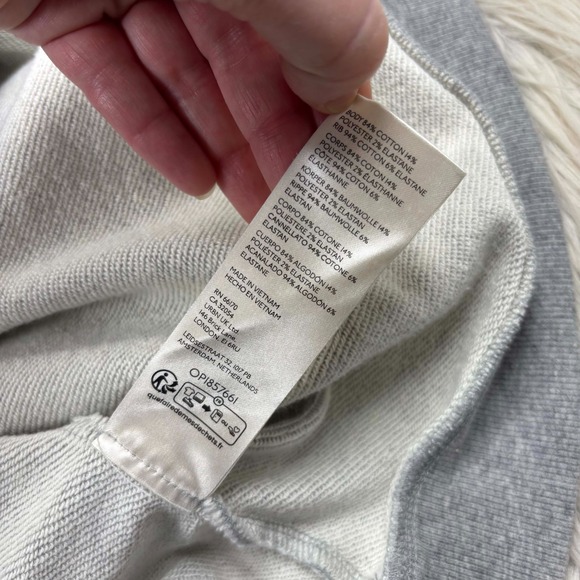 Maeve Women's 3X Varsity Crew Sweatshirt Gray Green Preppy Athleisure V-Stripe - Picture 5 of 6